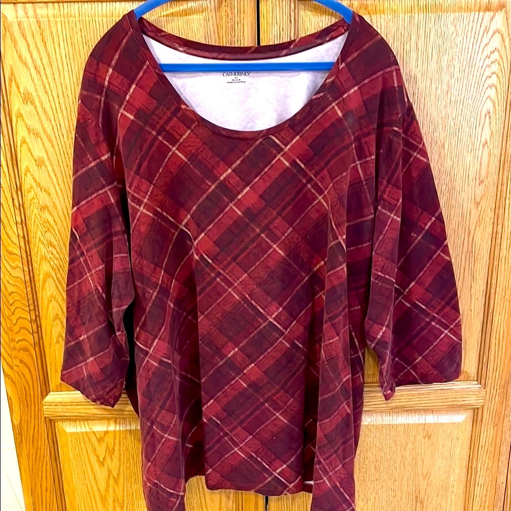 Catherine’s Plaid Red and Tan Top